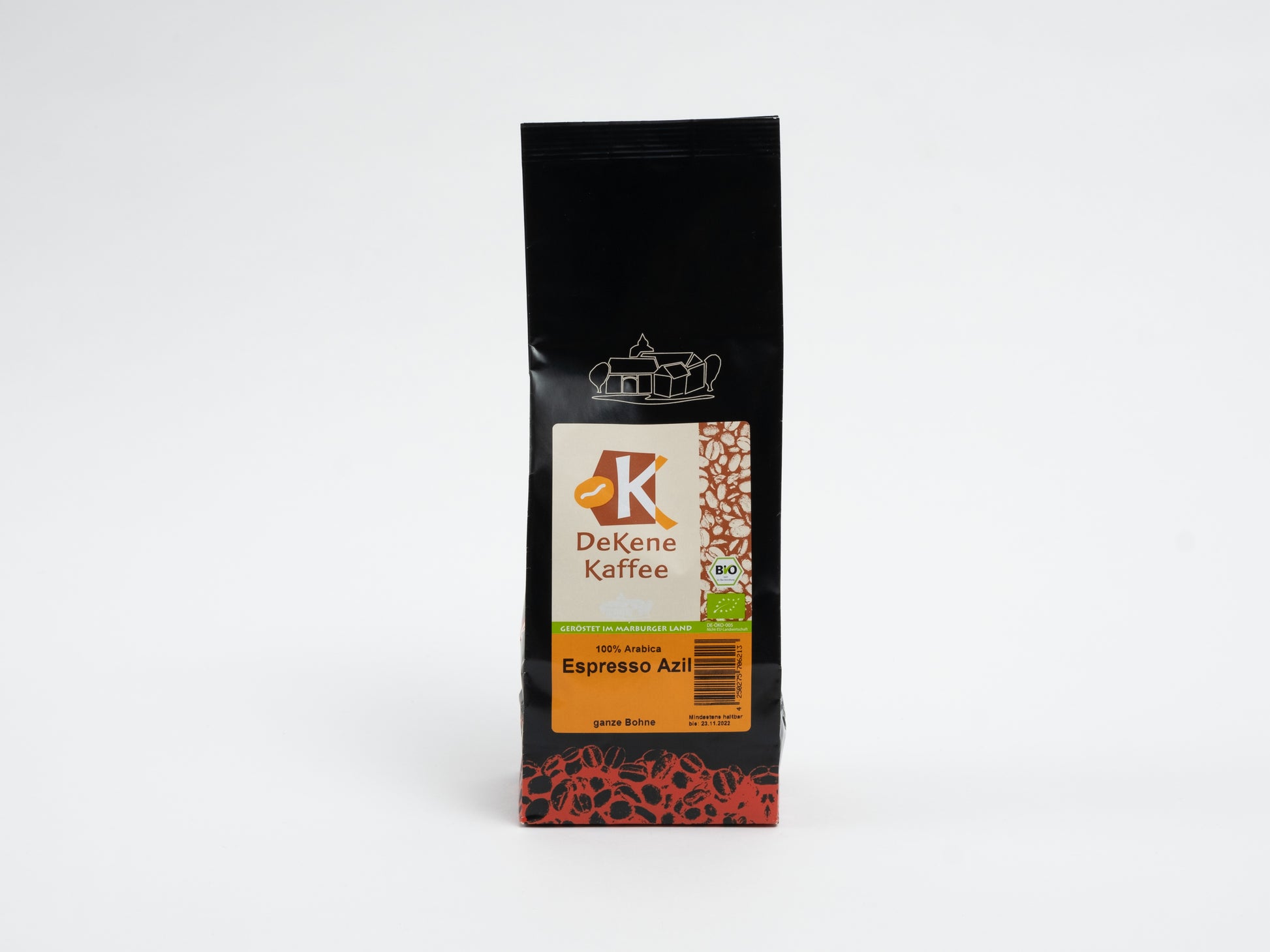 Packung DeKene Kaffee Espresso Azil Ganze Kaffeebohnen Bio